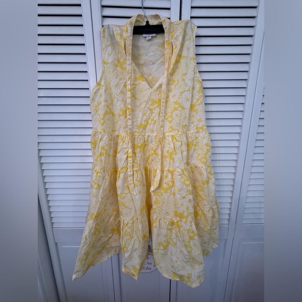 Lisa Marie Fernandez Target Yellow Floral Tiered Dress w/ Pockets Size L
